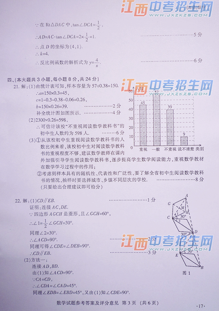 2014年南昌市中考数学试题及答案