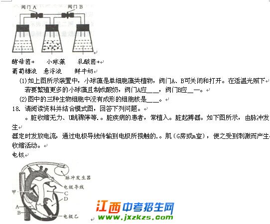 2014年南昌市中考生物试题及答案